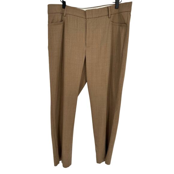 Banana Republic Italian Wool Trousers Tan Straight Leg High Waist Business 12 - Picture 1 of 10